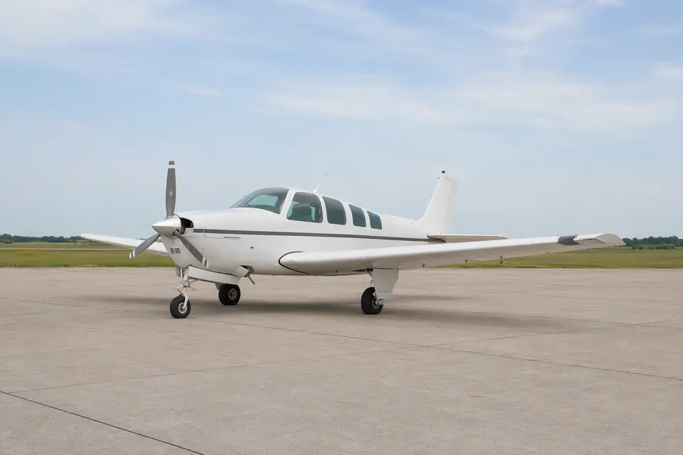 AI illustration of a Beechcraft Bonanza, not this aircraft