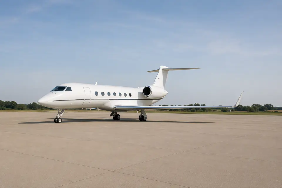 AI illustration of a large business jet, not this aircraft