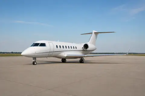 AI illustration of a midsize business jet, not this aircraft