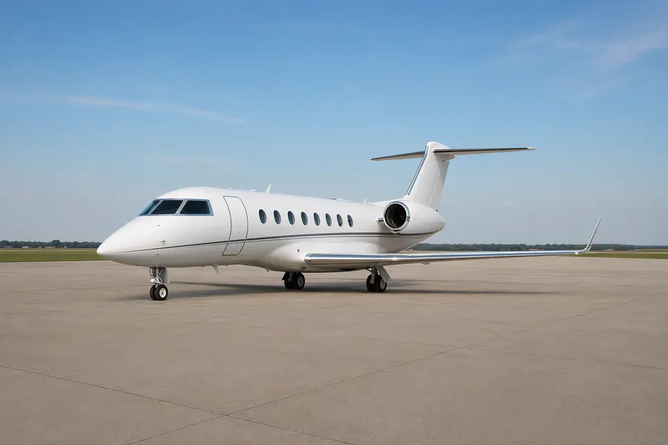 AI illustration of a midsize business jet, not this aircraft